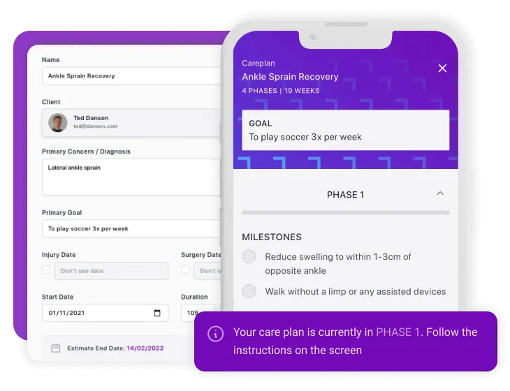 Mockup presenting our treatment plan builder for healthcare clinics